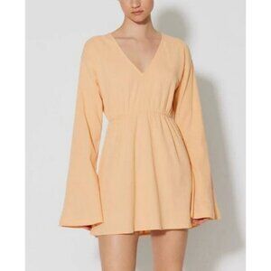 Something New Peach Fuzz Long Sleeve Cotton Gauze Minidress